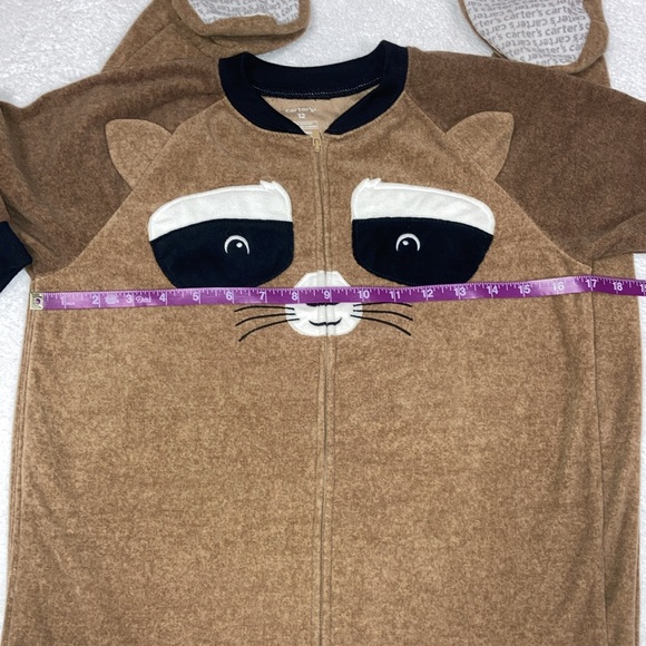 Carters big boy raccoon fleece zip footie sleeper pajamas size 12 - Picture 3 of 9